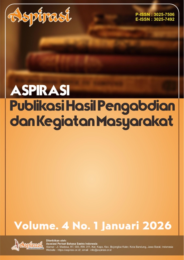 					View Vol. 4 No. 2 (2026): Maret: ASPIRASI : Publikasi Hasil Pengabdian dan Kegiatan Masyarakat
				
